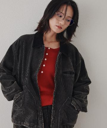 DISCOAT(ディスコート) 【Enlude/セットアップ対応】製品加工コーデュロイジップシャツジャケット《ユニセックス》
