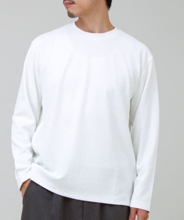 FREDY & GLOSTER(フレディ アンド グロスター) フクレジャガード幾何学柄 ロンT ロングスリーブTシャツ