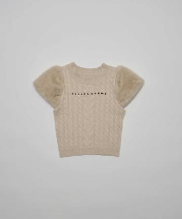 Belle Charme(ベルシャルム) Fur Shoulder Cable Knit