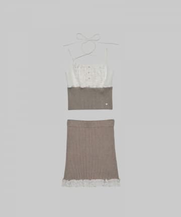 Belle Charme(ベルシャルム) Frill RibKnit Set up