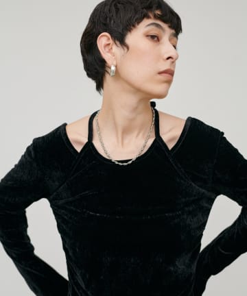 LARUTA(ラルータ) ［Web限定］ベロアレイヤードホルターネックプルオーバー