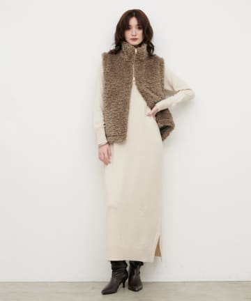 LARUTA(ラルータ) ボアベスト×ニットワンピースセット