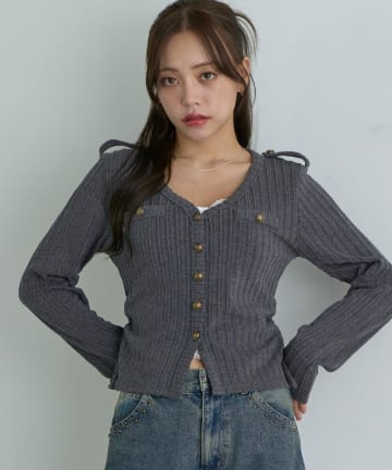RAY CASSIN(レイカズン) VネックナポレオンロングTシャツ / カーディガン