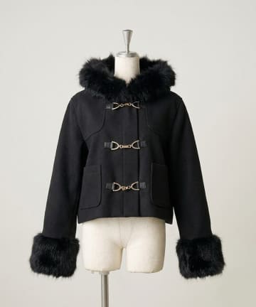 NICE CLAUP / OLIVE des OLIVE OUTLET(ナイスクラップ  / オリーブ デ オリーブ アウトレット) 【continuer】フェイクファー付ショートダッフルコート