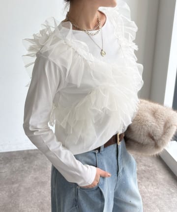 DOUDOU(ドゥドゥ) 【WEB限定】 2WAYフリルロンTEE