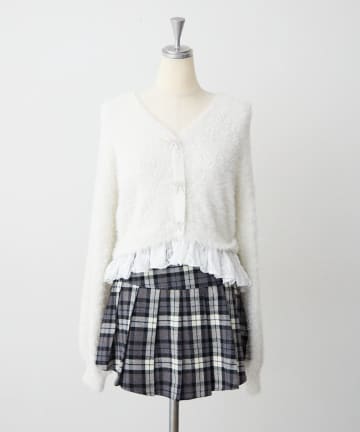 NICE CLAUP / OLIVE des OLIVE OUTLET(ナイスクラップ  / オリーブ デ オリーブ アウトレット) 【continuer】裾レースラメフェザーカーディガン
