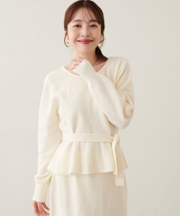 natural couture(ナチュラルクチュール) 〈セットアップ可〉ジャガード柄編みニットTOPS