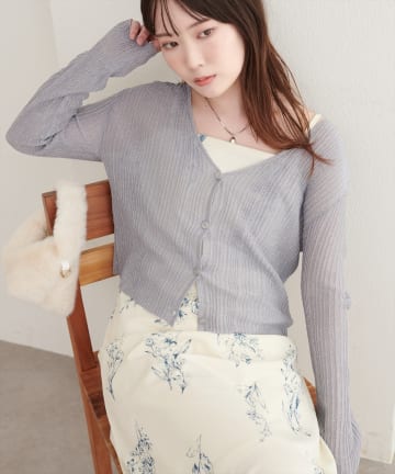 natural couture(ナチュラルクチュール) 針抜きリブシアーラメカーデ