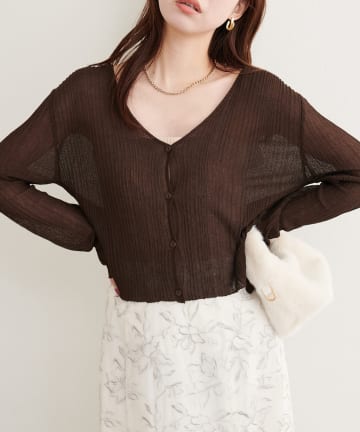 natural couture(ナチュラルクチュール) 針抜きリブシアーラメカーデ