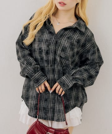 NICE CLAUP / OLIVE des OLIVE OUTLET(ナイスクラップ  / オリーブ デ オリーブ アウトレット) 【continuer】3wayキラキラチェックシャツ