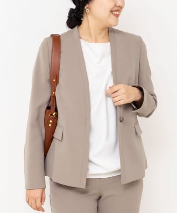 NOLLEY'S(ノーリーズ) 《セットアップ対応》ウォッシャブルダブルクロスノーカラージャケット