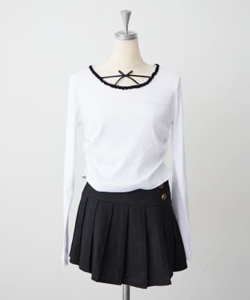 NICE CLAUP / OLIVE des OLIVE OUTLET(ナイスクラップ  / オリーブ デ オリーブ アウトレット) 【continuer】配色リボンドロストロンTee