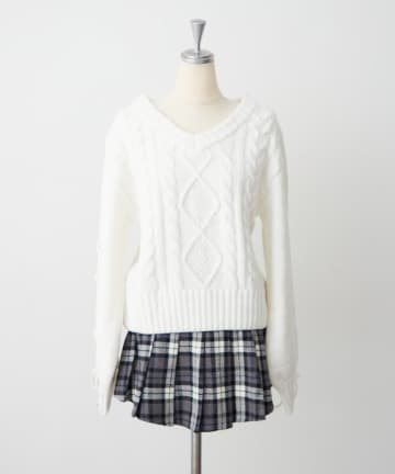 NICE CLAUP / OLIVE des OLIVE OUTLET(ナイスクラップ  / オリーブ デ オリーブ アウトレット) 【continuer】袖レースアップキラキララメモールニット