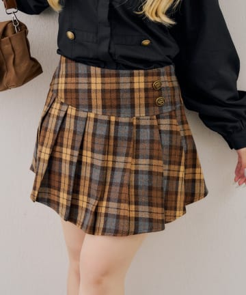 NICE CLAUP / OLIVE des OLIVE OUTLET(ナイスクラップ  / オリーブ デ オリーブ アウトレット) 【continuer】金ボタンミニプリーツスカート