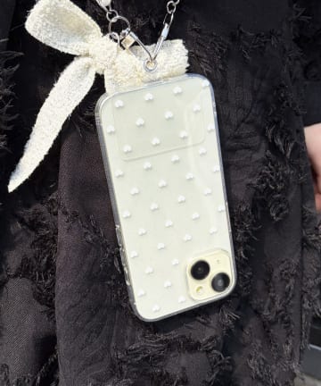 Lattice(ラティス) ラメハートドットスマホケース(iPhone15)