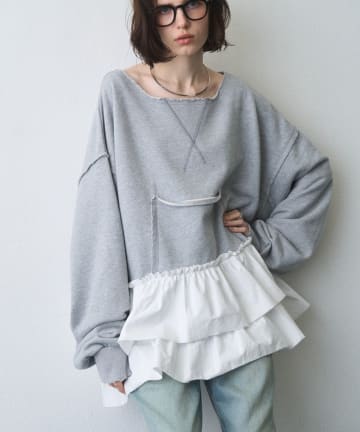 CIAOPANIC TYPY(チャオパニックティピー) 【etsinta】リメイク裾フリルドッキングスウェット
