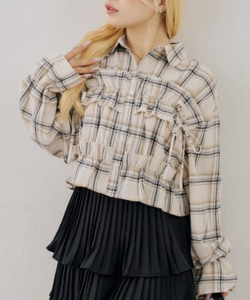 NICE CLAUP / OLIVE des OLIVE OUTLET(ナイスクラップ  / オリーブ デ オリーブ アウトレット) 【ANOTHER BRANCH】リボンシャーリングチェックシャツ