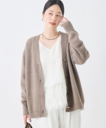 NOLLEY'S(ノーリーズ) 《手洗い可能》ヘアリー長めVネックカーディガン