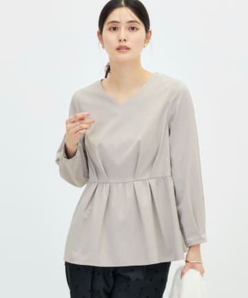 NOLLEY'S(ノーリーズ) 《セットアップ対応/紫外線防止》ウォッシャブルハイスペックTRペプラムブラウス