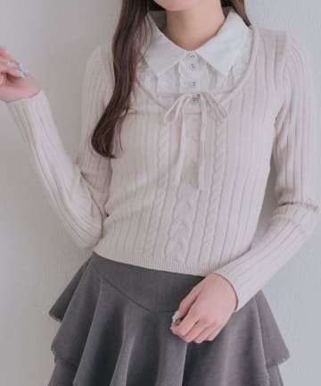 OLIVE des OLIVE(オリーブ デ オリーブ) フリルシャツドッキングトップス