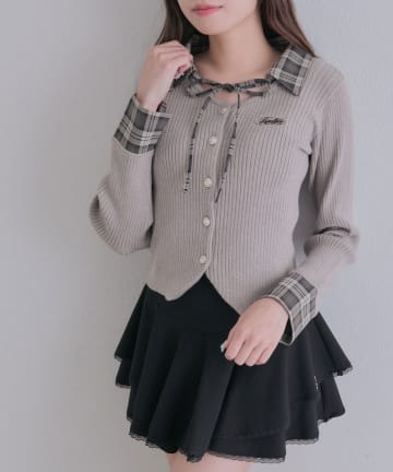 OLIVE des OLIVE(オリーブ デ オリーブ) 金ボタンシャツレイヤードトップス