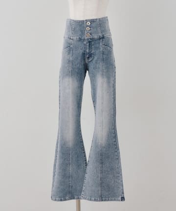 NICE CLAUP / OLIVE des OLIVE OUTLET(ナイスクラップ  / オリーブ デ オリーブ アウトレット) 【continuer】キラキラ後レースアップフレアデニム
