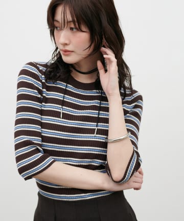 LARUTA(ラルータ) マルチ6分袖リブニット