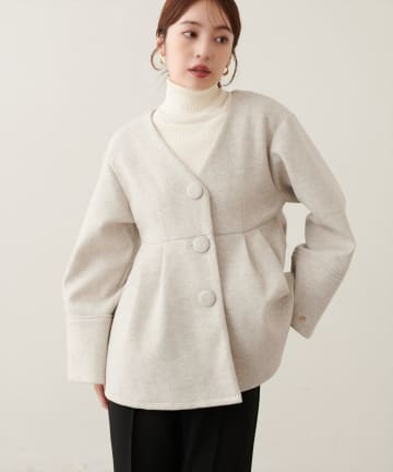 natural couture(ナチュラルクチュール) くるみ釦ペプラムジャケット
