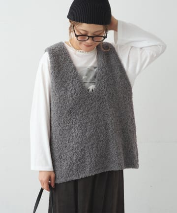 PUAL CE CIN(ピュアルセシン) ループヤーンVネックベスト