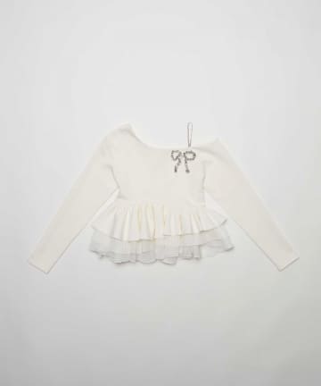 Belle Charme(ベルシャルム) Sheer Frill Peplum Tops