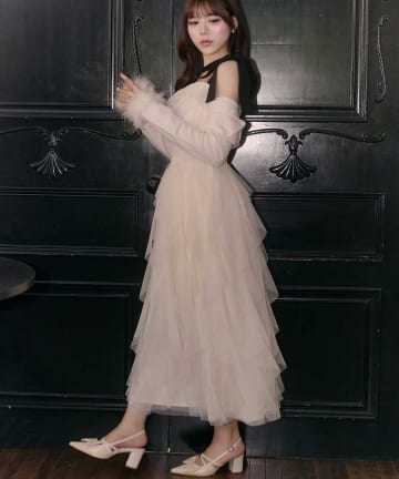 Belle Charme(ベルシャルム) Volume Tulle Frill Onepiece