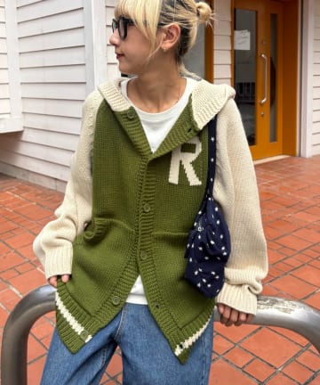 CIAOPANIC TYPY(チャオパニックティピー) 【UNISEX】ラグランフードニットカーディガン