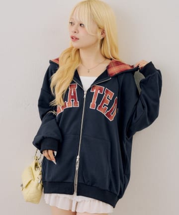 NICE CLAUP / OLIVE des OLIVE OUTLET(ナイスクラップ  / オリーブ デ オリーブ アウトレット) 【ANOTHER BRANCH】裏起毛配色ロゴZIPパーカー