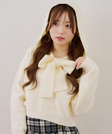NICE CLAUP / OLIVE des OLIVE OUTLET(ナイスクラップ  / オリーブ デ オリーブ アウトレット) 【continuer】ビッグリボンニットパーカー