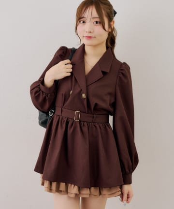 NICE CLAUP / OLIVE des OLIVE OUTLET(ナイスクラップ  / オリーブ デ オリーブ アウトレット) 【continuer】ベルト付きテーラーミニワンピース