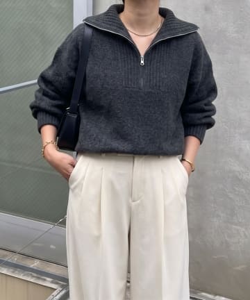 Remind me and forever(リマインドミーアンドフォーエバー) 柔らかな肌さわり、ヤクタッチハーフジップニット