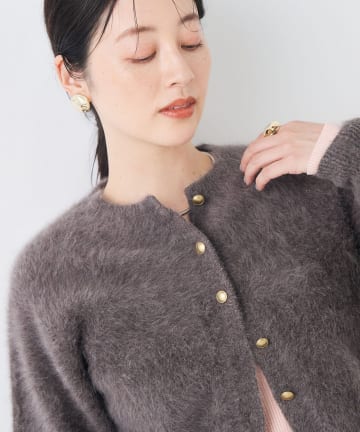 NOLLEY'S(ノーリーズ) カシミヤ混へアリーショート丈クルーネックカーディガン