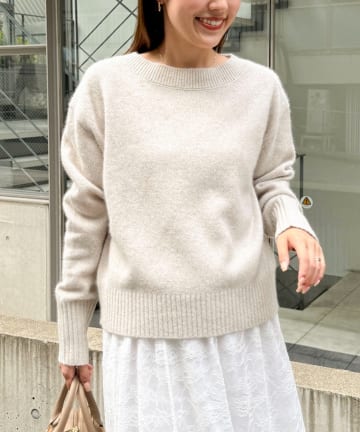 NOLLEY'S(ノーリーズ) 《手洗い可能》へアリーラメボートネックプルオーバー
