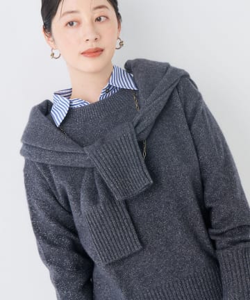 NOLLEY'S(ノーリーズ) 《手洗い可能》へアリーラメボートネックプルオーバー