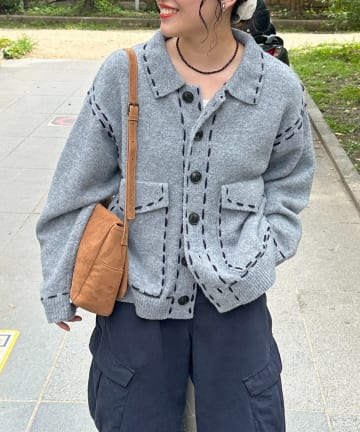 CPCM(シーピーシーエム) モヘアタッチステッチニットシャツ