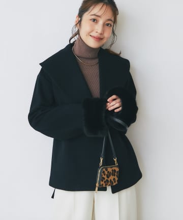 La boutique BonBon(ラブティックボンボン) 【最強モテコート】ファー付きショールカラーショートコート