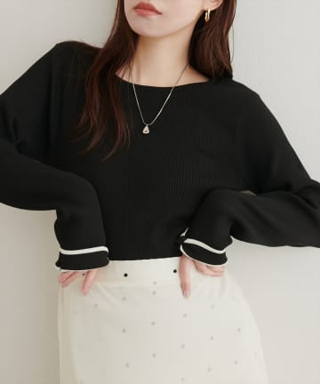 natural couture(ナチュラルクチュール) 〈osono〉袖口リボン２WAYニット