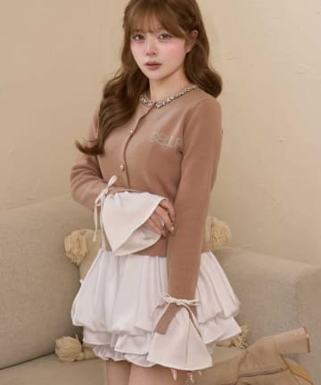 Belle Charme(ベルシャルム) Bijou Collar Layered Cardigan