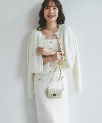 La boutique BonBon(ラブティックボンボン) ラメフェザーポケット付きカーディガン