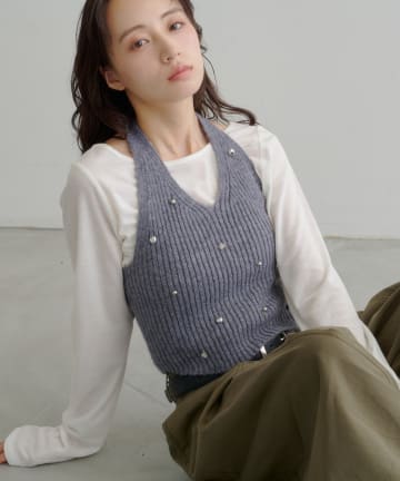 OUTLET(アウトレット) 【Kastane】チャーム付きホルターニットSET