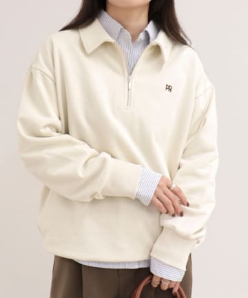 FREDY & GLOSTER(フレディ アンド グロスター) FR刺しゅう衿付きハーフZIPスウェットプルオーバー