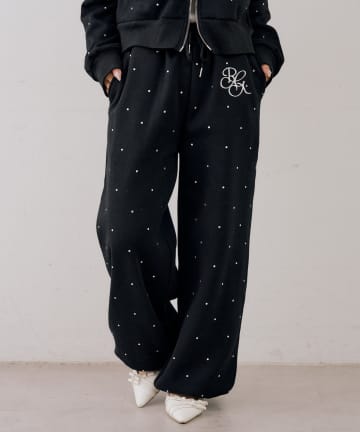 NICE CLAUP / OLIVE des OLIVE OUTLET(ナイスクラップ  / オリーブ デ オリーブ アウトレット) 【continuer【セットアップ可能】ラインストーンスウェットパンツ