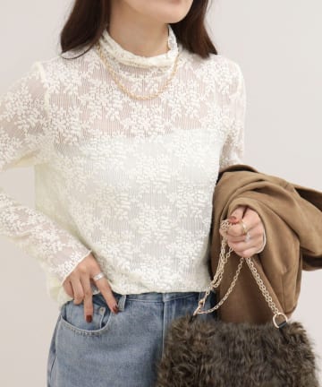 FREDY & GLOSTER(フレディ アンド グロスター) ふくれJQDハイネックレースプルオーバー