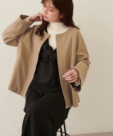 natural couture(ナチュラルクチュール) <osono>2WAYノーカラートレンチ