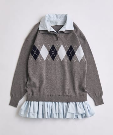 OLIVE des OLIVE(オリーブ デ オリーブ) アーガイルニットワンピ